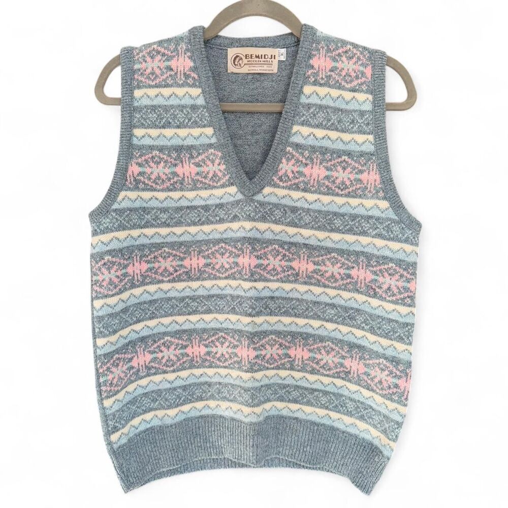 Vintage Bemidji Woolen Mills Fair Isle Sweater Vest Size XL
